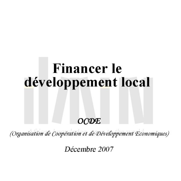 Financer le développement local