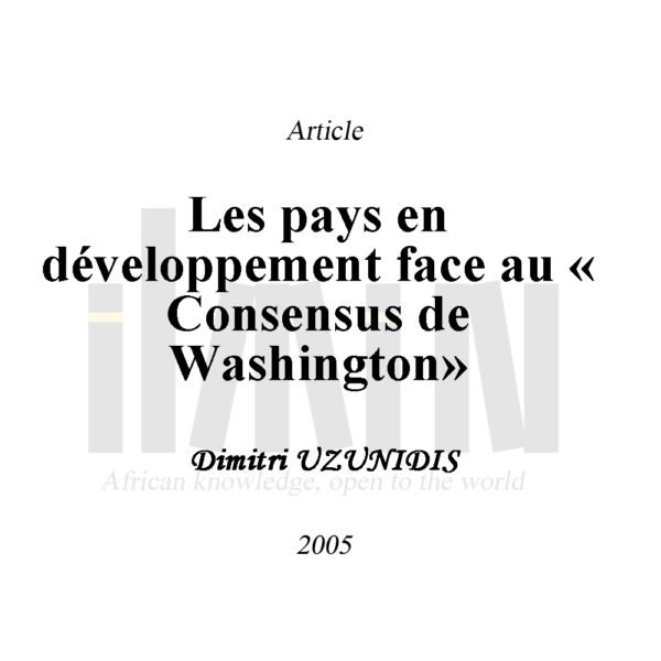 Les pays en développement face au « Consensus de Washington »