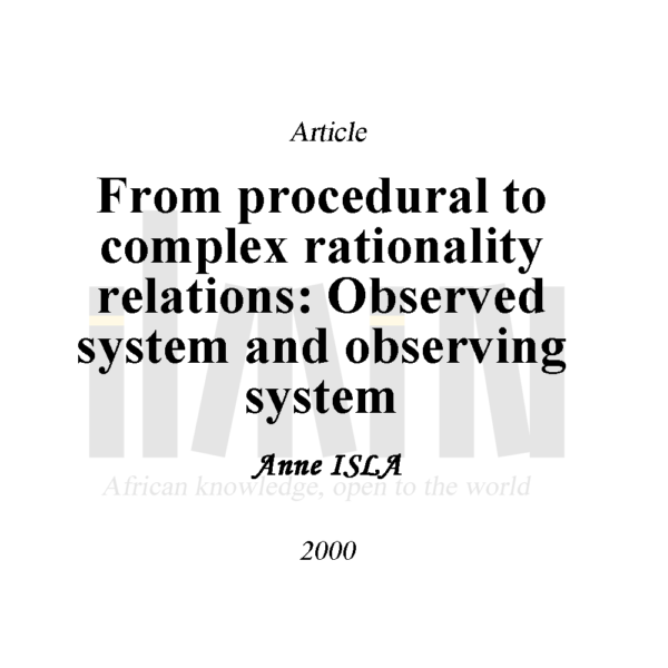 From procedural to complex rationality relations: Observed system and observing system