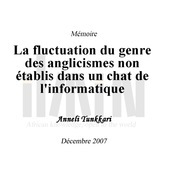 La fluctuation du genre des anglicismes non établis dans un chat de l'informatique