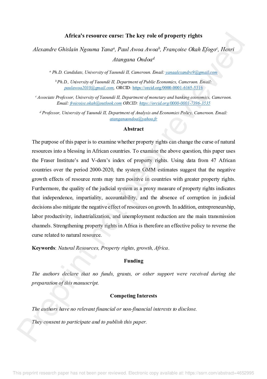 Africa's resource curse: The key role of property rights