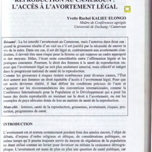 Femmes et santé de la reproduction au Cameroun : l'accès à l'avortement légal