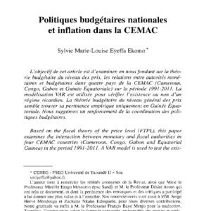 Politiques budgétaires nationales et inflation dans la CEMAC