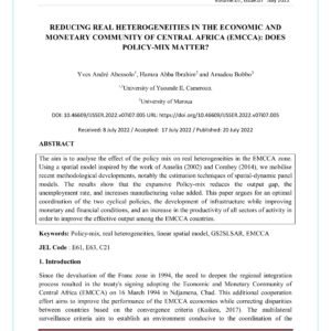REDUCING REAL HETEROGENEITIES IN THE ECONOMIC AND MONETARY COMMUNITY OF CENTRAL AFRICA (EMCCA) DOES POLICY-MIX MATTER-images-0