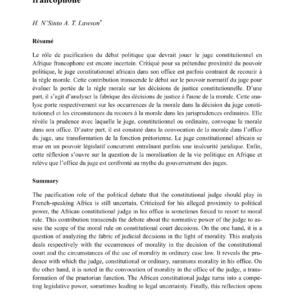 La morale dans l’office du juge constitutionnel en Afrique francophone