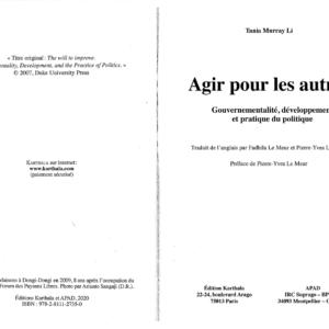 Agir pour les autres : Gouvernementalité, développement et pratique du politique