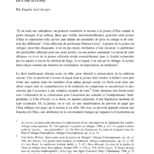 Les modes extrajudiciaires de règlement des litiges en Côte d'Ivoire