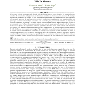 Accès aux soins maternels à Maroua : Contraintes socio-économiques et spatiales