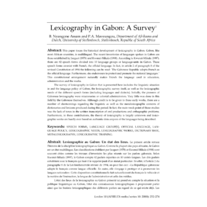 Lexicographie au Gabon : État des lieux et enjeux linguistiques