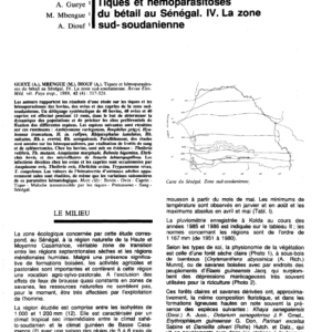 Tiques et hémoparasitoses du bétail au Sénégal : Zone sud-soudanienne