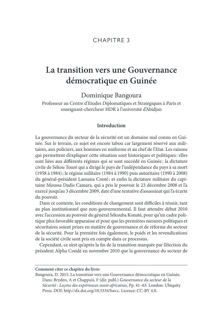 Gouvernance démocratique et secteur sécurité en Guinée