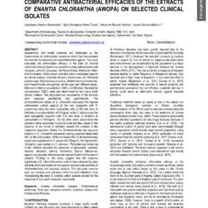 Enantia Chlorantha : Efficacité antibactérienne comparative des extraits