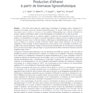 Production d'éthanol à partir de biomasse lignocellulosique