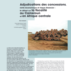 Fiscalité forestière au Cameroun et Afrique centrale : adjudications, rente et risque