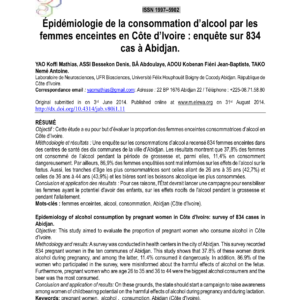 Épidémiologie de la consommation d'alcool chez les femmes enceintes en Côte d'Ivoire