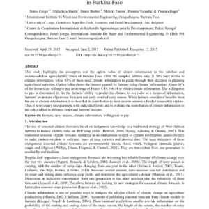Burkina Faso: Farmers' Perception & Willingness to Pay for Climate Info