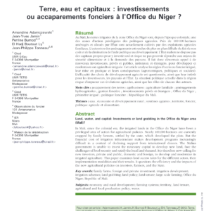 Investissements et accaparements fonciers à l'Office du Niger (Mali)