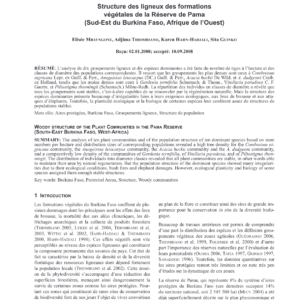 Structure et dynamique des populations ligneuses de la Réserve de Pama (Burkina Faso)