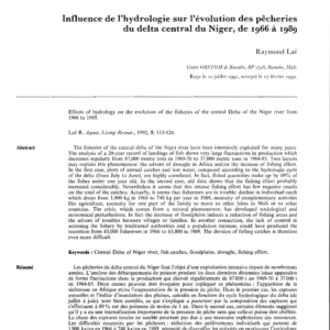 Impact hydrologique sur les pêcheries du delta du Niger (Mali)