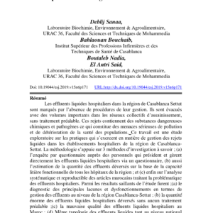 Diagnostic : Gestion des effluents hospitaliers à Casablanca-Settat
