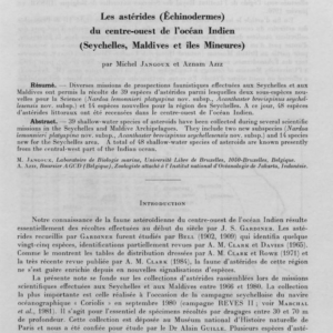 Faune des astérides (Échinodermes) : Océan Indien (Seychelles, Maldives)