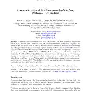 Révision taxonomique du genre africain Desplatsia (Malvaceae – Grewioideae)