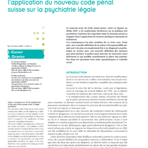 Quelques conséquences de l’application du nouveau code pénal suisse sur la psychiatrie légale