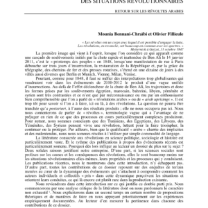 Révoltes arabes : Une sociologie des situations révolutionnaires