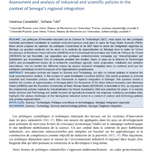 Politiques industrielles et scientifiques au Sénégal : Intégration régionale
