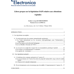 Législation OAPI : Obtentions végétales et propriété intellectuelle en Afrique