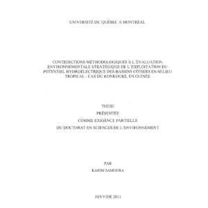 Évaluation stratégique hydroélectrique en Guinée : cas du bassin du Konkouré