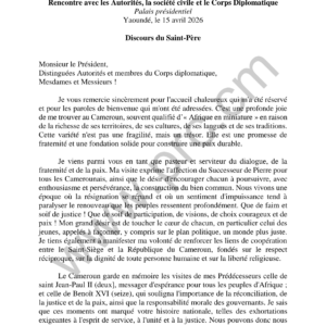 Discours du Pape Léon XIV au Cameroun : Paix, Justice et Développement