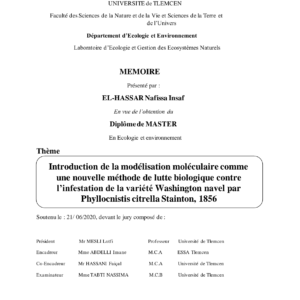 Modélisation moléculaire : lutte biologique contre Phyllocnistis citrella des agrumes