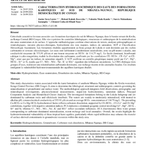 Caractérisation hydrogéochimique des eaux karstiques à Mbanza-Ngungu (RDC)
