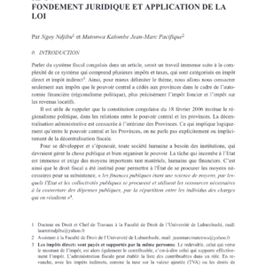 Fiscalité en RDC : analyse critique du système et application de la loi