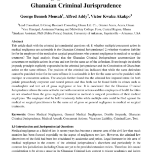 Medical Negligence in Ghanaian Criminal Law: Liability & Actions
