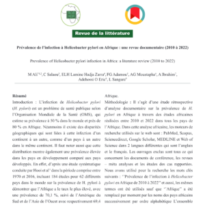 Prévalence d'Helicobacter pylori en Afrique : analyse documentaire (2010-2022)