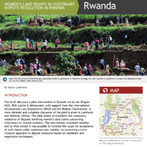 Droits fonciers des femmes au Rwanda : Résolution coutumière des litiges