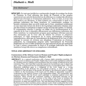 Article : Cour africaine des droits de l'homme et erreurs judiciaires au Mali