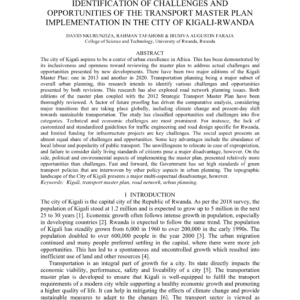 Kigali Transport Master Plan: Challenges and Opportunities in Rwanda