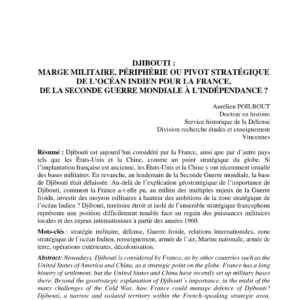 Djibouti : Marge ou Pivot Stratégique Français en Océan Indien (1940-1977)