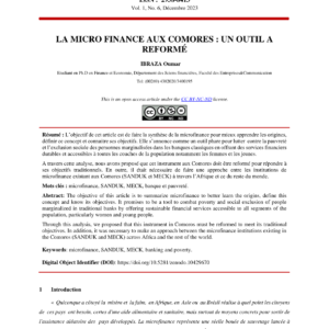 Microfinance aux Comores : origines, impact et réformes nécessaires