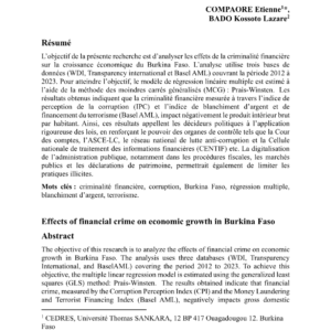 Impact de la criminalité financière sur la croissance au Burkina Faso