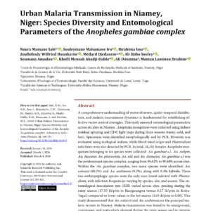 Paludisme urbain à Niamey (Niger) : Diversité et paramètres entomologiques