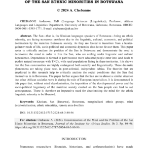 Décolonisation mentale et minorités ethniques San au Botswana