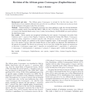 Révision taxonomique du genre Crotonogyne (Afrique)