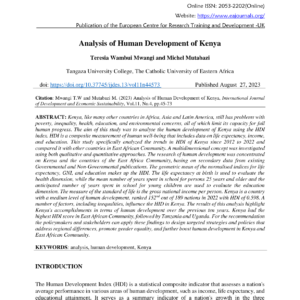 Analyse du développement humain au Kenya : Tendances, facteurs et défis